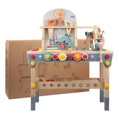 China 2023 WOODEN new tool wooden table for pretend play boys and girls educational toys beat toy to turn screw toy for sale