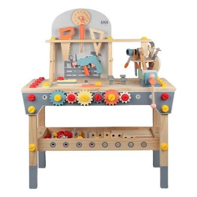 China Kindergarten WOODEN School Toys Nut Disassembly and Repair Tool Wooden Table Tool Wooden Study Table Set for sale