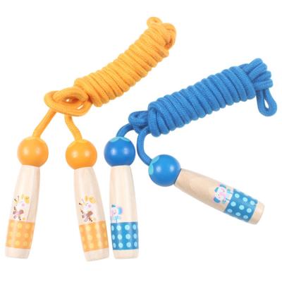 China Wooden Children's Toy Primary School Sports Baby Beginner Boy Girl Skipping Rope Cotton Wooden Handle Jump Rope for sale