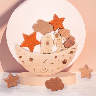 China DIY TOY Wooden Children's Toy Space Balance Building Blocks Early Education Puzzle Game Wood Stacked High for sale