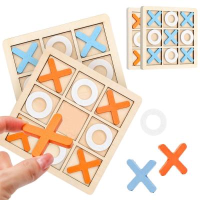 China Wooden Wooden Kids Tic Tac Toe Board Game Kids Logical Thinking Toys Amusement Toy Training Desk Set for sale