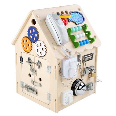 China Wooden Wooden Children's Puzzle Busy House Baby Boys And Girls Busy House Practical Ability Training for sale