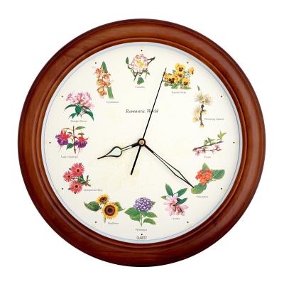 China Warranty Antique Oak Quality Style Frame Plastic Case Glass Lens Solid Wood Wall Clock for sale