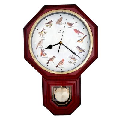 China Traditional Best Selling Rectangle School Bird Song Regulator Pendulum Plastic Wall Clock for sale