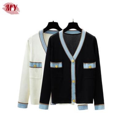 China Anti-wrinkle Women New Spring Fashion Knitted Loose Fit Button Front Knit Coat V-Neck Cardigan for sale