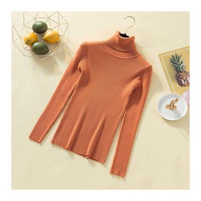 China Hot Sale Anti-wrinkle Casual Turtle Neck Knitted Top Autumn Knitwear Jumper For Women Solid Slim Sweater Long Sleeve Sweater for sale