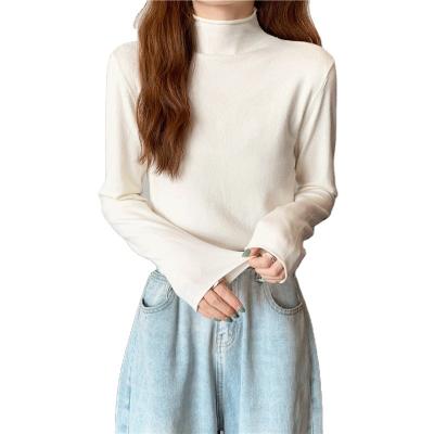 China 2021 New Autumn Mock Neck Solid Knit Sweater Casual Knitted Longsleeve Sweater Anti-Wrinkle New For Women for sale