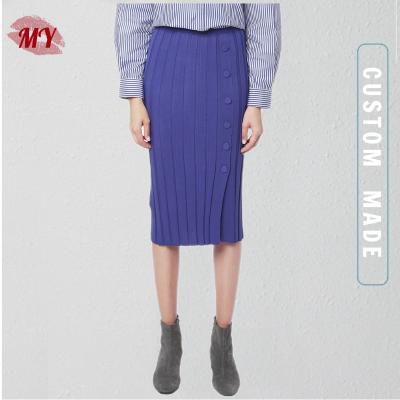 China Autumn Women Midi Rib Knit Anti-Static Spring and Wrap Skirt Custom Solid Straight Sweater Skirt for sale