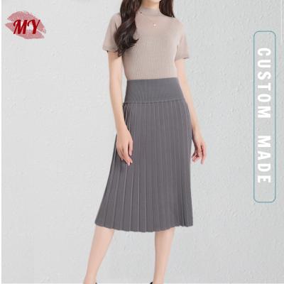 China High Waist Anti-Static Women A Line Skirt Autumn Winter Fashion Midi Long Solid Sweater Knitted Skirt for sale