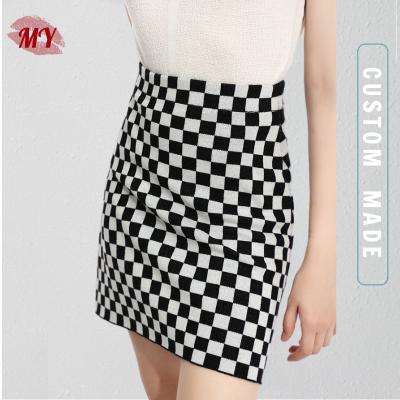 China Autumn Plaid Knitted Skirt Bodycon A Mini Sweater Anti-Static Women's Line for sale