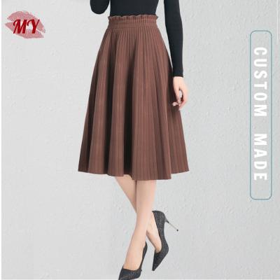 China Women's Vintage A Rib Knit Skirt Solid Fashion Sweater Pleated Skirt Anti-Static for sale