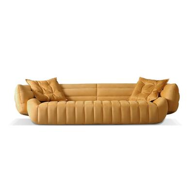 China Banana Boat Sofa Modular Italian Minimalist Wash Frosted Sofa Leather Living Room Furniture for sale