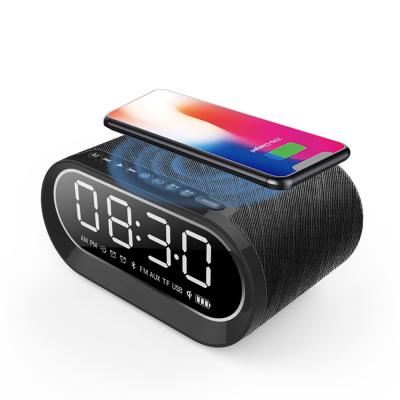 China Mini Table Alarm Clock Speaker Bluetooth 5.0 With Function Living Room Speaker Bluetooth Wireless Charging Speaker ebs-800 for sale