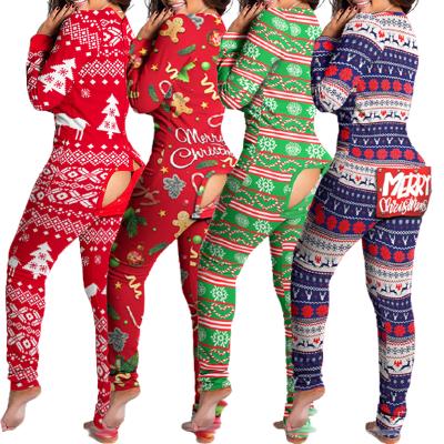 China Thermal Xmas Pajamas Adult Onesie Nightgowns Women Sleepwear Christmas Onesie Pajamas 2021 for sale