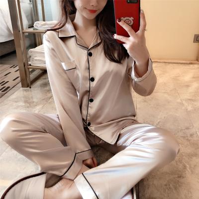 China Breathable In Sleepwear Christmas Women's Pijama Set Designer Running Long Ice Silky Big Size Satin Pajamas for sale