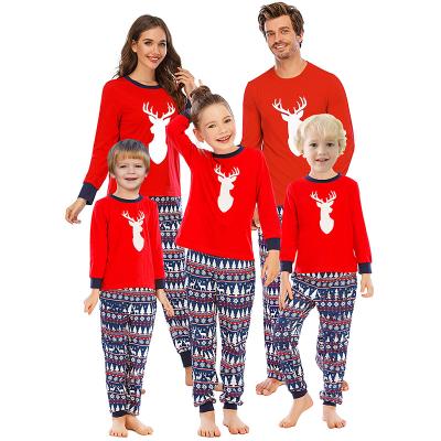 China High Quality Breathable Cotton Home Use Knitted Long Sleeve Pants Christmas Family Pajamas Set for sale