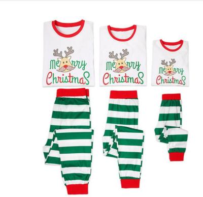 China 2021 new best wish breathable home clothes striped parent-child costume Christmas printed parent-child pajamas for sale