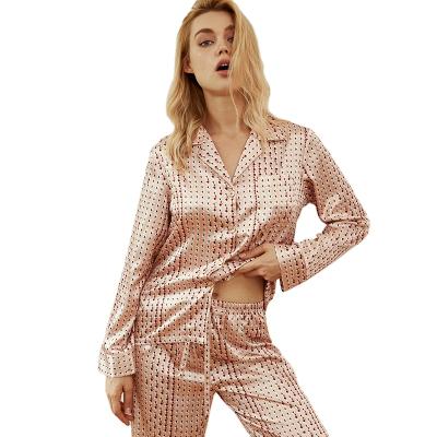 China European and American style thermal high-grade long-sleeved pajamas ice pajamas silk women's spring and autumn models for sale