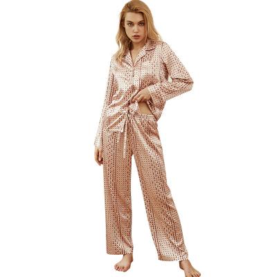 China Women's spring and autumn models thermal high qualityIce silk pajamas European and American style v-neck long-sleeved home wear for sale