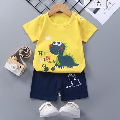 China Summer 100 Casual Wholesale Boys Cotton Baby Pajamas T-shirt Korean Boys 2 Pieces Set Children's Short Sleeve Suit for sale