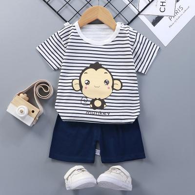 China Korean boys clothing pajamasT-shirt baby boys clothing pure cotton short sleeve children's casual short suit summer set clothes for sale