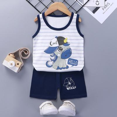 China New Style Summer Casual Cotton Girl Shorts Baby Boy Clothes Suit Vest Sleeveless Clothes for sale