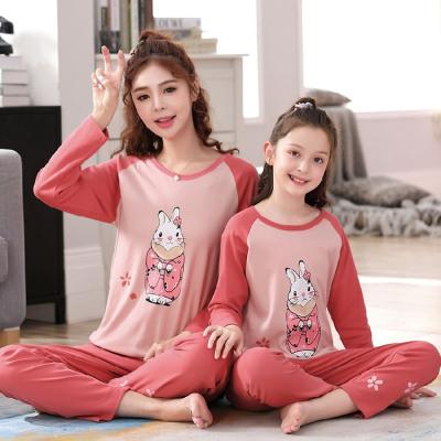 China Wholesale Thermal 100 Cotton Kids Pajamas Long Sleepwear Funny Cartoon Printed Mother Pajamas for sale