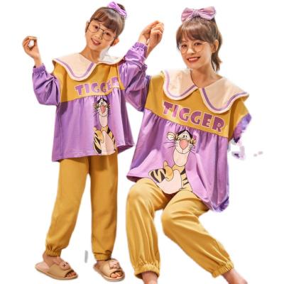 China 100% Popular Ins Ladies Winter Cotton Thermal Warm Kids Knit Sleepwear Mother And Daughter Matching Pajamas for sale