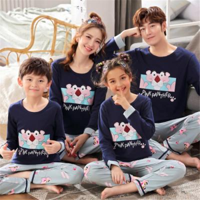 China Wholesale 100% Winter Cotton Children Christmas Thermal Pajamas Ladies Knit Sleepwear Family Matching Sleepwear for sale