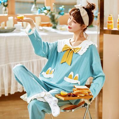 China 2021 new arrival good quality women thermal pajamas set cotton ladies cute pajamas for sale