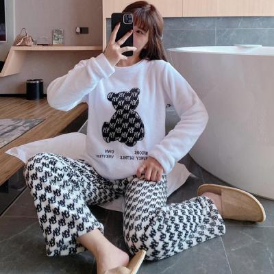 China Thermal Drop Shipping Winter Flannel Pajamas Designer Sleepwear Luxury Pajamas For Women for sale