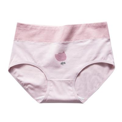 China Breathable high waist printed Japanese girls' underwear high quality cotton abdominal triangle 100 large women's traceless panties for sale