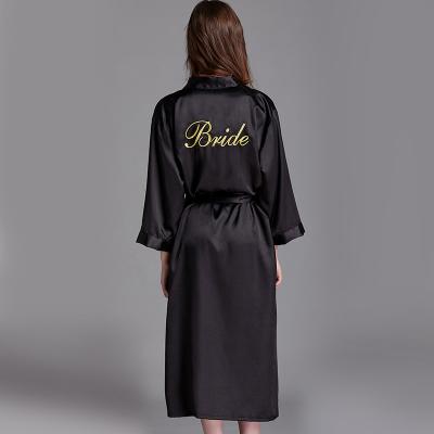 China 2021 New Design Breathable Polyester Nightgown Long Sleeve Wedding Embroidery Bridesmaid Morning Robe for sale