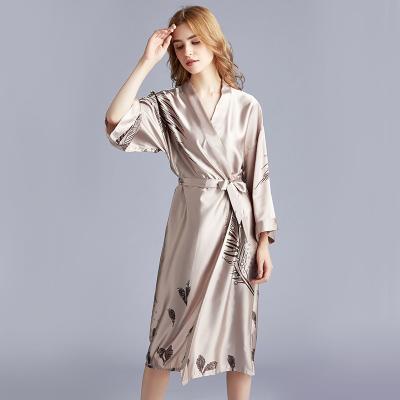 China High Quality Breathable Ice Silk Long Sleeve Nightgown Polyester Polyester Bridesmaid Robe Sets Skin-friendly for sale