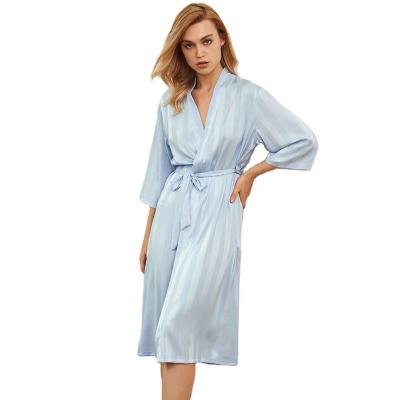 China Summer Breathable Thin Three Quarter Sleeve Long Dress Morning Polyester Good Quality Women Skin-friendly Maxi Dress for sale