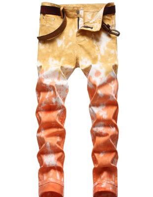 China Guangzhou Breathable Jeans Factory Custom Tie Dye Hanging Multicolor Dye Mens Jeans With High Quality. for sale