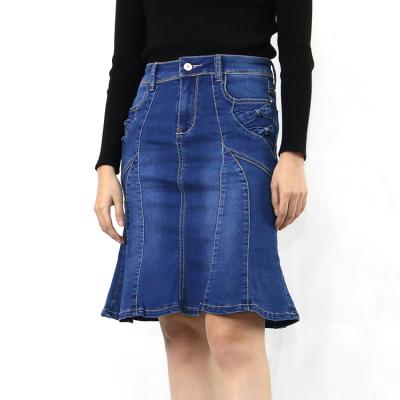 China Factory Fashion Cheap Wholesale Jeans Breathable Pleated Button Fly Skirt For Ladies for sale