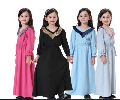 China 2020 90-160cm Breathable High Quality Girl's Muslim Dress Beautiful Kids Girls Abaya Kids Long Dress for sale