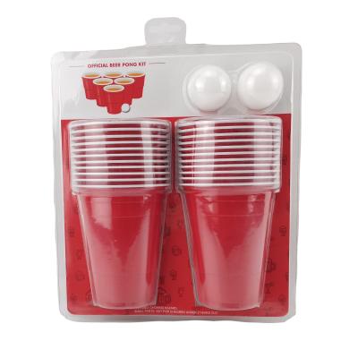 China 16OZ plastic beer cups and balls sustainable beer bong game set plastic cup set for sale