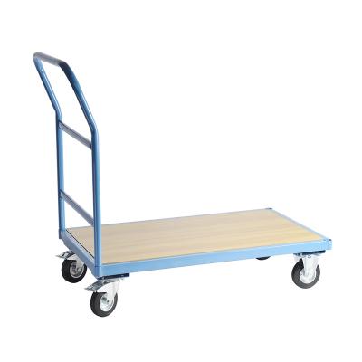 China 300kgs Metal Steel High Speed ​​Flat Platform Supermarket Warehouse Transport Disassembled Flat Cart for sale