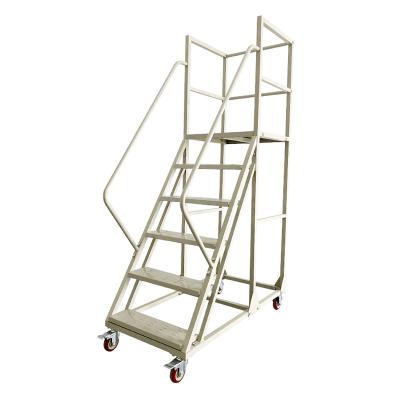 China Folding Ladders Warehouse Carbon Steel Large Top Platform 5 Step Ladder With Handrail for sale