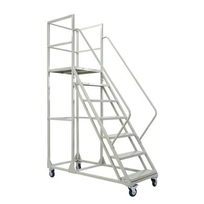 China Folding Ladders Warehouse Use Work Platform Safety 6 Rolling Steel Large Steps Ladder for sale