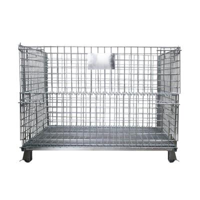 China Collapsible Galvanized Wire Mesh Collapsible Warehouse Storage Cage for sale