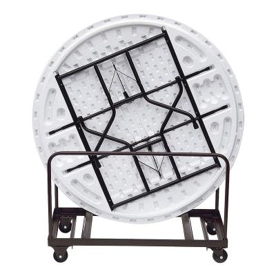 China Disassembled Warehouse Powder Coated Steel Frame Folding Table Plastic Round Cart for sale