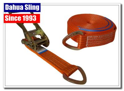 China D Ring Polyester Webbing Ratchet Tie Down Straps Load Binder Double J Hook for sale