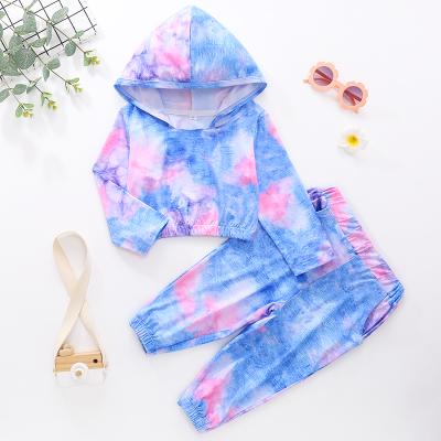 China Stylish Quality Tie Dye Boy Girl Kid Clothing Hoodies Set Long Sleeve Wholesale Anti Shrink Hoodies for sale