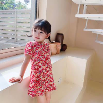 China Wholesale Casual Factory Summer Kids Girl Cute Printed Short Sleeve Ruffled Backless Dress for sale