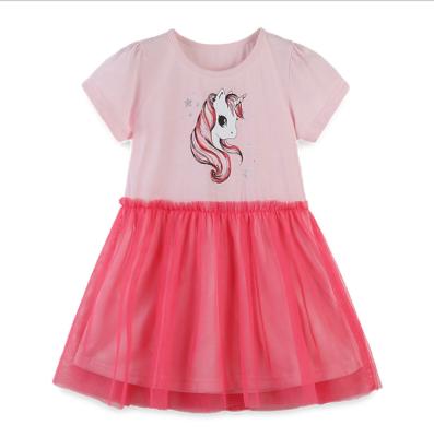 China New Breathable Round Neck Short Sleeve T-shirt Party Lace Princess Girl Skirt for sale