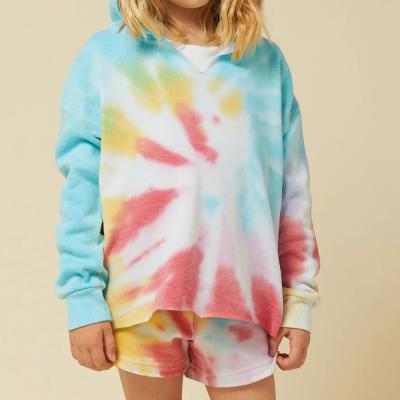 China Boy Girl Kid Girl Anti-wrinkle Long Sleeves Tie Dye Handsome Stylish Hooded Sweatshirts Hoodie Shirt Tops for sale