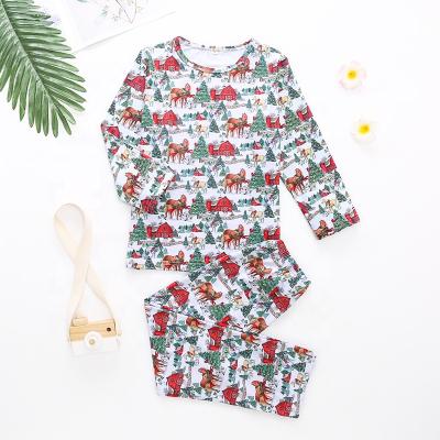 China Wholesale Hot Selling Cute Christmas Breathable Printed Long Sleeve Pajamas Kids Cartoon Pajamas Set Printing for sale